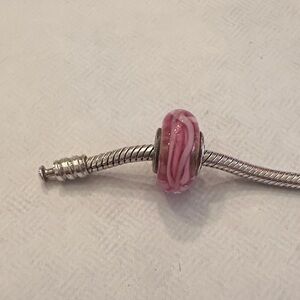 Pink Glass Swirl Charm Bead - Women's Jewelry